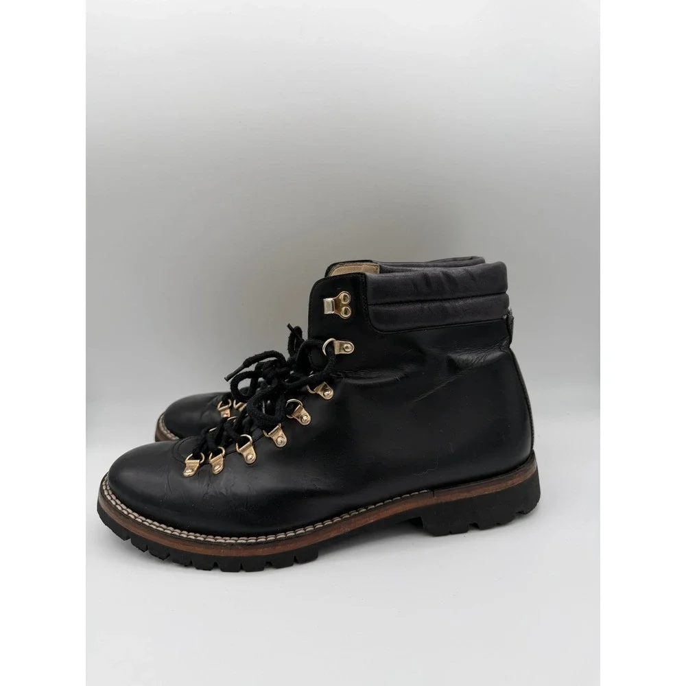 Taft Black Leather Hiking Boots Vibram Sole Handcrafted in Spain Mens 45